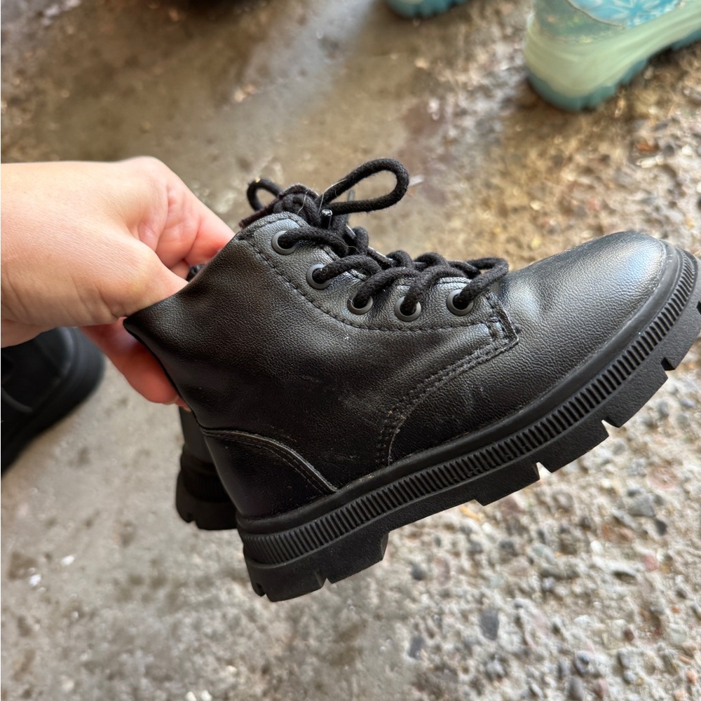 Zara Kids Black Leather Boots